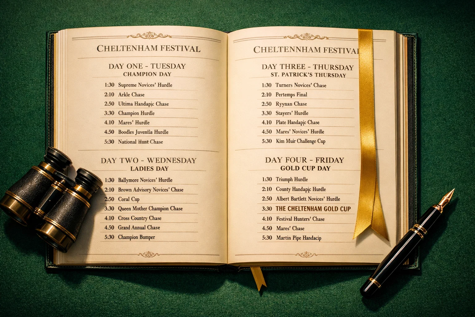 Cheltenham Festival 2026 schedule race times cards